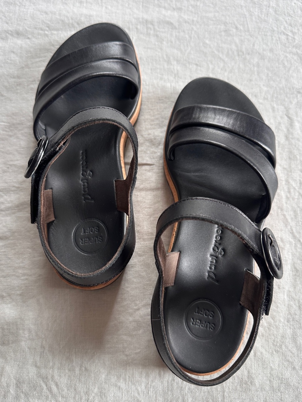 Paul Green Teegan Black Leather Cork Platform Sandals NWOB Size US 7.5 / AT 5 - Picture 9 of 14